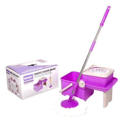 Spin Mop - Newest Compact Folding Mop Bucket System by MOPNADO - No Foot Pedal - Built In Bucket Agitator - 2... image